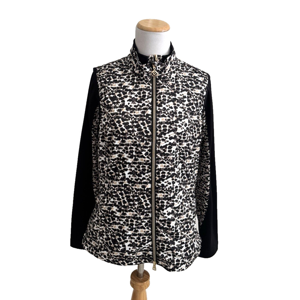 Daily Sports M Long-Sleeve Top Vest Set M Black Beige Leopard Combo Golf Warm-Up